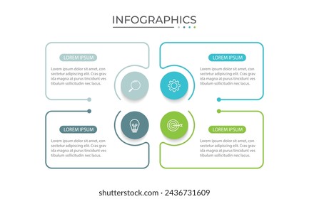 Vector Infographic label design template with icons and 4 options or steps.