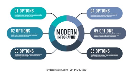 Vektorgrafik Infografik Label Design Vorlage mit Symbolen. Visualisierung von Geschäftsdaten. Prozessdiagramm. Abstrakte Elemente von Graphen, Diagrammen mit Schritten, Optionen, Teilen oder Prozessen. Vektorillustration