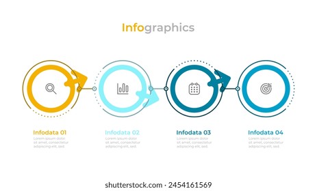 Vector infographic label design template with arrows and 4 options or steps. Can be used for process diagrams, presentations, workflow layouts, banners, flow charts, and infographics.