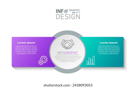 Vector infographic label design template 2 step process, presentation, flow chart, data graph