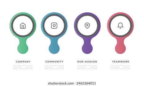 Vector Infographic label design template with icons and 4 options or steps. Can be used for process diagram, presentations, workflow layout, banner, flow chart, info graph.