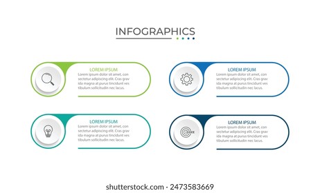 Vector Infographic label design template with icons and 4 options or steps.