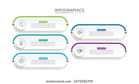 Vector Infographic label design template with icons and 5 options or steps.