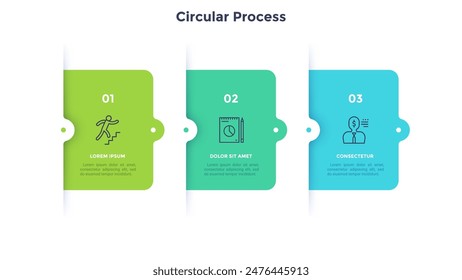 Vector Infografía Plantilla de diseño de etiquetas con iconos y 3 opciones o pasos. Se puede utilizar para el diagrama de proceso, presentaciones, diseño de flujo de trabajo, Anuncio, diagrama de flujo, infografía.