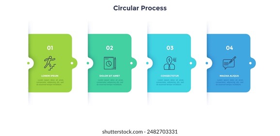 Vector Infografía Plantilla de diseño de etiquetas con iconos y 4 opciones o pasos. Se puede utilizar para el diagrama de proceso, presentaciones, diseño de flujo de trabajo, Anuncio, diagrama de flujo, infografía.