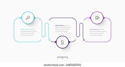 Vektorgrafik Infografik Label Design Vorlage mit Symbolen und 3 Optionen oder Schritte. Kann für Prozessdiagramme, Präsentationen, Workflow-Layout, Banner, Flussdiagramme, Infografiken verwendet werden.