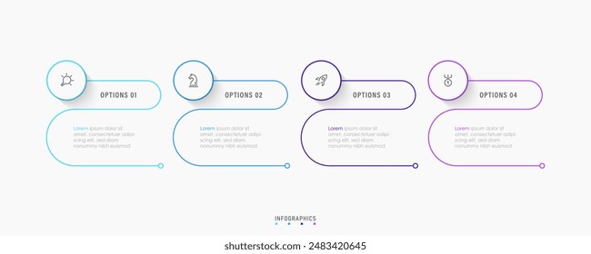 Vector Infographic label design template with icons and 4 options or steps. Can be used for process diagram, presentations, workflow layout, banner, flow chart, info graph.