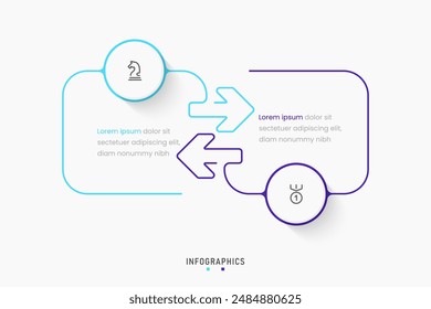 Vector Infographic label design template with icons and 2 options or steps. Can be used for process diagram, presentations, workflow layout, banner, flow chart, info graph.