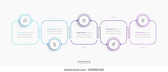 Vector Infografía Plantilla de diseño de etiquetas con iconos y 5 opciones o pasos. Se puede utilizar para el diagrama de proceso, presentaciones, diseño de flujo de trabajo, Anuncio, diagrama de flujo, infografía.