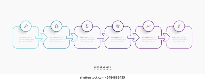 Vector Infographic label design template with icons and 6 options or steps. Can be used for process diagram, presentations, workflow layout, banner, flow chart, info graph.