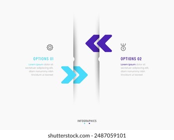 Vector Infographic label design template with icons and 2 options or steps. Can be used for process diagram, presentations, workflow layout, banner, flow chart, info graph.