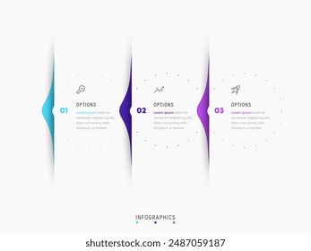 Vector Infografía Plantilla de diseño de etiquetas con iconos y 3 opciones o pasos. Se puede utilizar para el diagrama de proceso, presentaciones, diseño de flujo de trabajo, Anuncio, diagrama de flujo, infografía.
