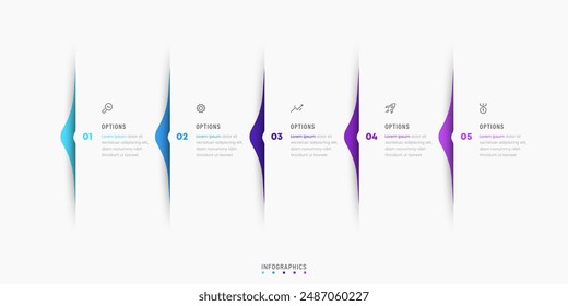 Vector Infographic label design template with icons and 5 options or steps. Can be used for process diagram, presentations, workflow layout, banner, flow chart, info graph.