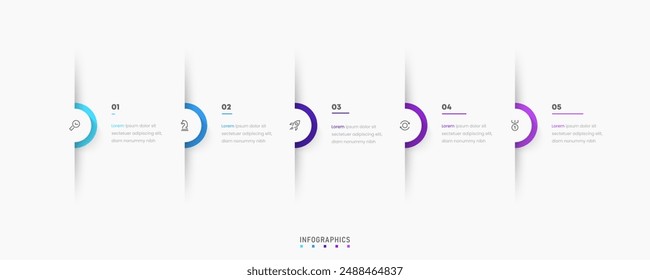 Vector Infographic label design template with icons and 5 options or steps. Can be used for process diagram, presentations, workflow layout, banner, flow chart, info graph.