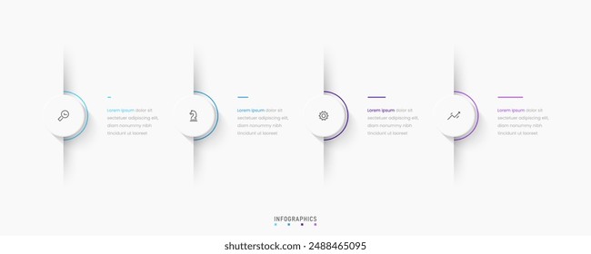 Vector Infografía Plantilla de diseño de etiquetas con iconos y 4 opciones o pasos. Se puede utilizar para el diagrama de proceso, presentaciones, diseño de flujo de trabajo, Anuncio, diagrama de flujo, infografía.