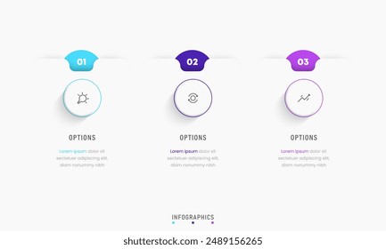 Vector Infographic label design template with icons and 3 options or steps. Can be used for process diagram, presentations, workflow layout, banner, flow chart, info graph.