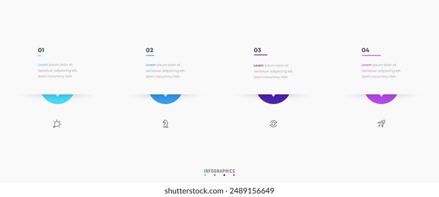 Vector Infografía Plantilla de diseño de etiquetas con iconos y 4 opciones o pasos. Se puede utilizar para el diagrama de proceso, presentaciones, diseño de flujo de trabajo, Anuncio, diagrama de flujo, infografía.