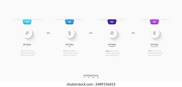 Vector Infographic label design template with icons and 4 options or steps. Can be used for process diagram, presentations, workflow layout, banner, flow chart, info graph.