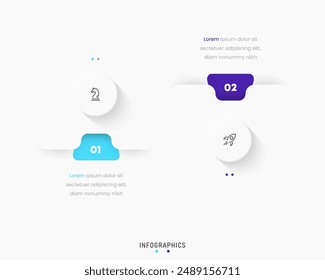 Vector Infographic label design template with icons and 2 options or steps. Can be used for process diagram, presentations, workflow layout, banner, flow chart, info graph.