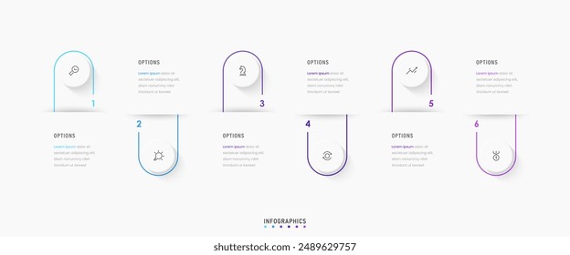 Vector Infographic label design template with icons and 6 options or steps. Can be used for process diagram, presentations, workflow layout, banner, flow chart, info graph.