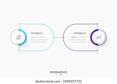 Vektorgrafik Infografik Label Design Vorlage mit Symbolen und 2 Optionen oder Stufen. Kann für Prozessdiagramme, Präsentationen, Workflow-Layout, Banner, Flussdiagramme, Infografiken verwendet werden.