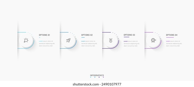 Vector Infografía Plantilla de diseño de etiquetas con iconos y 4 opciones o pasos. Se puede utilizar para el diagrama de proceso, presentaciones, diseño de flujo de trabajo, Anuncio, diagrama de flujo, infografía.