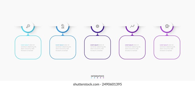 Vector Infografía Plantilla de diseño de etiquetas con iconos y 5 opciones o pasos. Se puede utilizar para el diagrama de proceso, presentaciones, diseño de flujo de trabajo, Anuncio, diagrama de flujo, infografía.