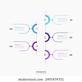 Vector Infographic label design template with icons and 5 options or steps. Can be used for process diagram, presentations, workflow layout, banner, flow chart, info graph.