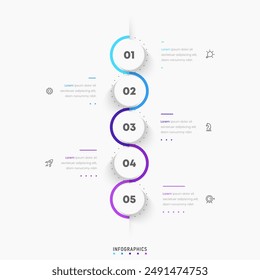 Vector Infographic label design template with icons and 5 options or steps. Can be used for process diagram, presentations, workflow layout, banner, flow chart, info graph.