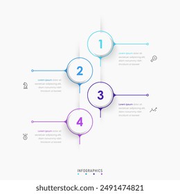 Vektorgrafik Infografik Label Design Vorlage mit Symbolen und 4 Optionen oder Stufen. Kann für Prozessdiagramme, Präsentationen, Workflow-Layout, Banner, Flussdiagramme, Infografiken verwendet werden.