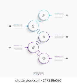 Vector Infografía Plantilla de diseño de etiquetas con iconos y 5 opciones o pasos. Se puede utilizar para el diagrama de proceso, presentaciones, diseño de flujo de trabajo, Anuncio, diagrama de flujo, infografía.