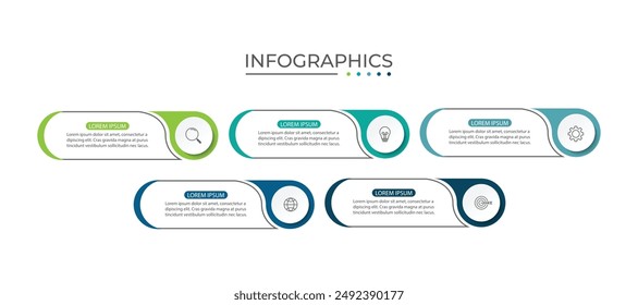 Vector Infographic label design template with icons and 5 options or steps.