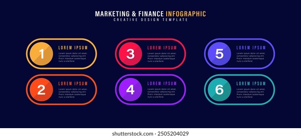 Vector infographic label design template with numbers and 6 options or steps