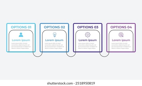 Vector Infografía Plantilla de diseño de etiquetas con iconos y 4 opciones o pasos. Se puede utilizar para el diagrama de proceso, presentaciones, diseño de flujo de trabajo, Anuncio, diagrama de flujo, gráfico de información.