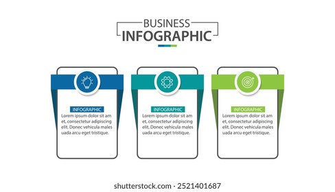 Vector Infographic label design template with icons and 3 options or steps.