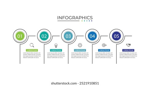 Vector Infographic label design template with icons and 5 options or steps.
