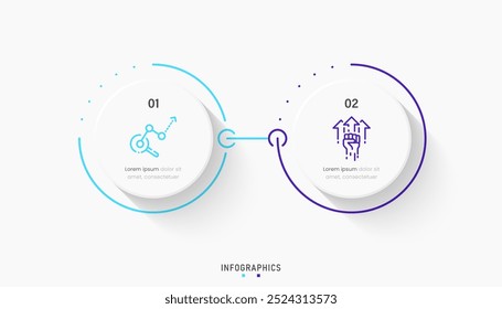 Modelo de design de rótulo de Infográfico de Vetor com ícones e 2 opções ou etapas. Pode ser usado para diagrama de processo, apresentações, layout de fluxo de trabalho, banner, fluxograma, gráfico de informações.