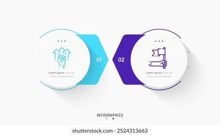 Vector Infographic Label Design-Vorlage mit Symbolen und 2 Optionen oder Schritte. Kann für Prozessdiagramm, Präsentationen, Workflow-Layout, Banner, Flussdiagramm, Infografik verwendet werden.