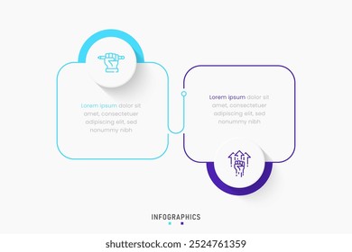 Vector Infographic label design template with icons and 2 options or steps. Can be used for process diagram, presentations, workflow layout, banner, flow chart, info graph.