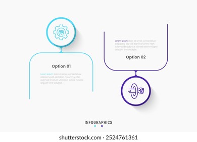Vector Infographic label design template with icons and 2 options or steps. Can be used for process diagram, presentations, workflow layout, banner, flow chart, info graph.