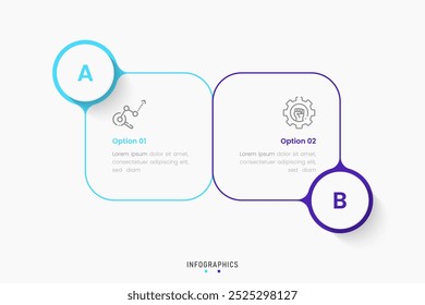 Vector Infographic label design template with icons and 2 options or steps. Can be used for process diagram, presentations, workflow layout, banner, flow chart, info graph.