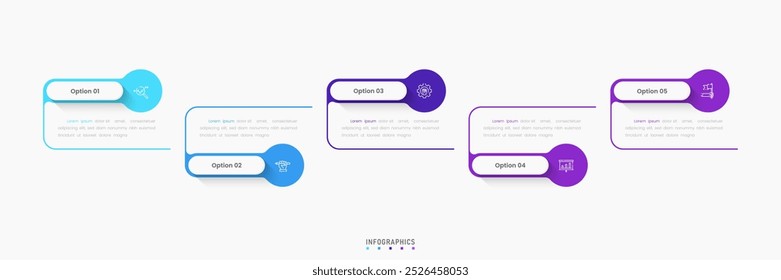 Vector Infographic label design template with icons and 5 options or steps. Can be used for process diagram, presentations, workflow layout, banner, flow chart, info graph.