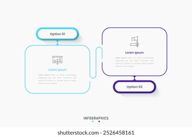 Vector Infographic label design template with icons and 2 options or steps. Can be used for process diagram, presentations, workflow layout, banner, flow chart, info graph.