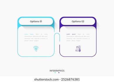 Vector Infografía Plantilla de diseño de etiquetas con iconos y 2 opciones o pasos. Se puede utilizar para el diagrama de proceso, presentaciones, diseño de flujo de trabajo, Anuncio, diagrama de flujo, gráfico de información.