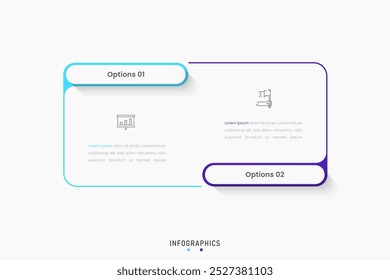 Vector Infographic Label Design-Vorlage mit Symbolen und 2 Optionen oder Schritte. Kann für Prozessdiagramm, Präsentationen, Workflow-Layout, Banner, Flussdiagramm, Infografik verwendet werden.