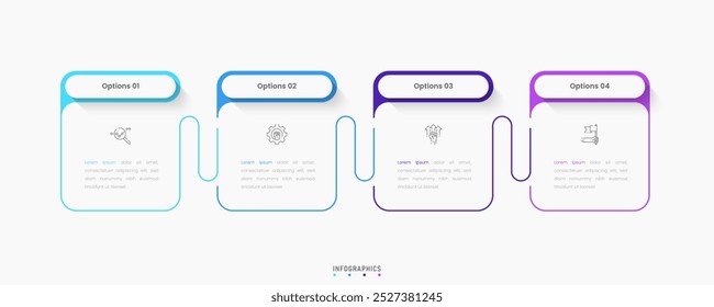 Vector Infografía Plantilla de diseño de etiquetas con iconos y 4 opciones o pasos. Se puede utilizar para el diagrama de proceso, presentaciones, diseño de flujo de trabajo, Anuncio, diagrama de flujo, gráfico de información.