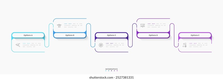 Vector Infographic label design template with icons and 5 options or steps. Can be used for process diagram, presentations, workflow layout, banner, flow chart, info graph.