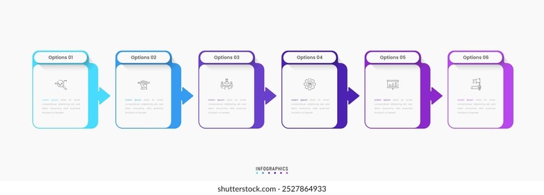 Vector Infographic label design template with icons and 6 options or steps. Can be used for process diagram, presentations, workflow layout, banner, flow chart, info graph.