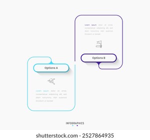 Vector Infographic label design template with icons and 2 options or steps. Can be used for process diagram, presentations, workflow layout, banner, flow chart, info graph.