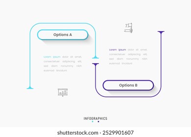 Vector Infographic label design template with icons and 2 options or steps. Can be used for process diagram, presentations, workflow layout, banner, flow chart, info graph.